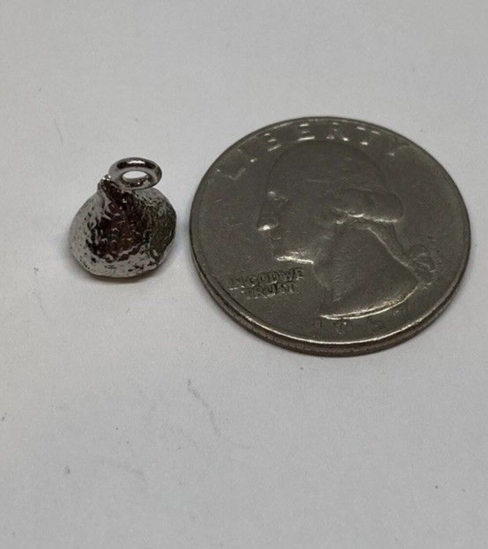 Sterling Silver Solid Vintage Hershey Kiss Pendant & Silver Chain in Jewelry Box - Picture 7 of 8
